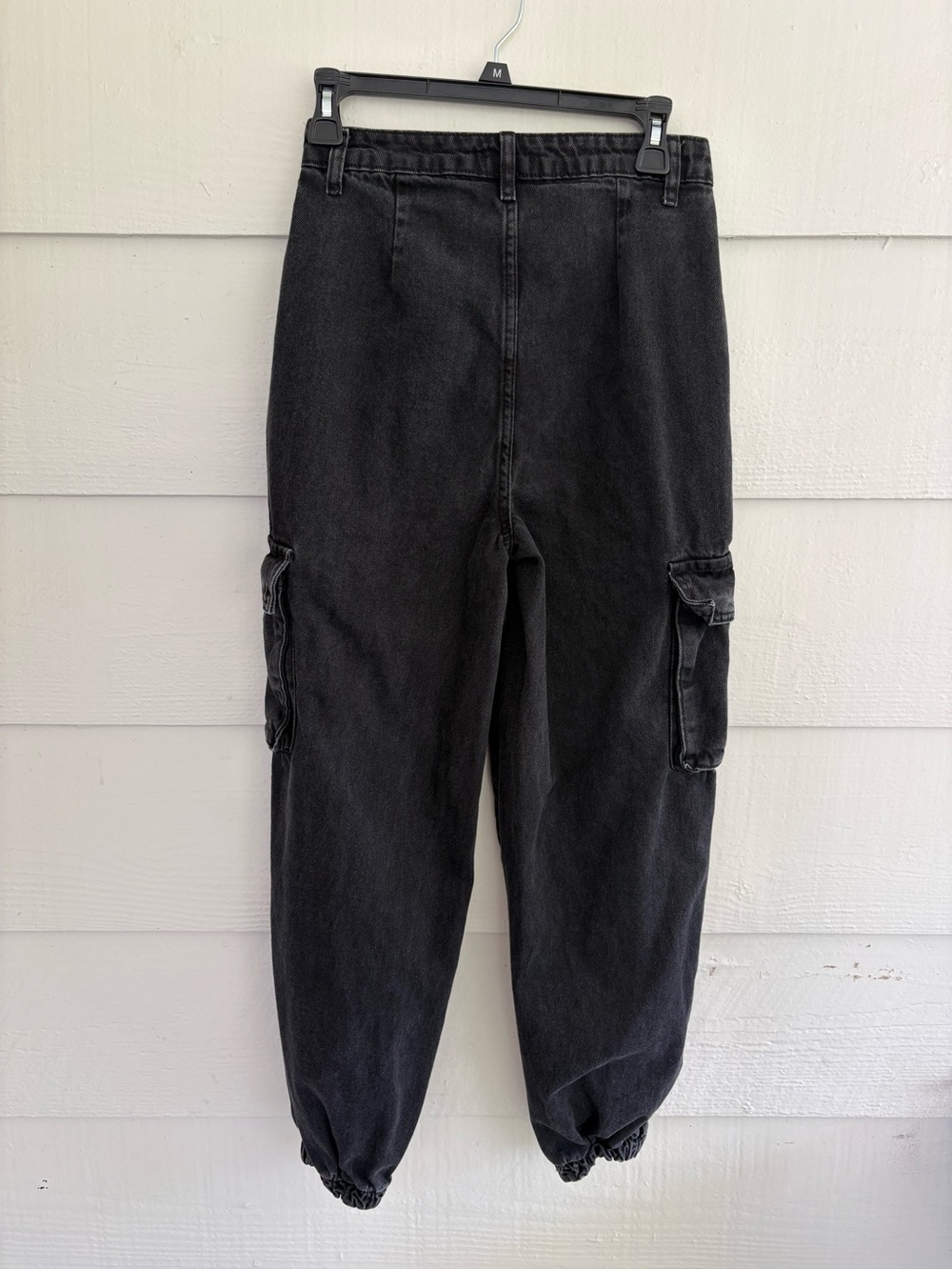 Boohoo Black Denim Cargo Jeans Women’s US 4 Utility Jogger Pants High Rise Y2K - Picture 2 of 5